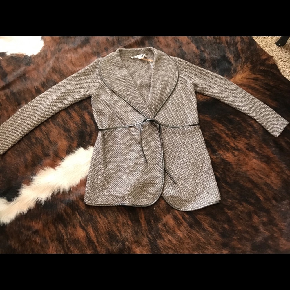 Silver thread belted cardigan